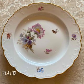 マイセン(MEISSEN)の【KPMベルリン】印象派 印象主義「花と蝶」 金彩 レリーフ 皿／ディナー ①(食器)