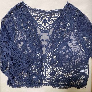 ニコアンド(niko and...)の未使用 ニコアンド レース刺繍ボレロ ネイビー(ボレロ)