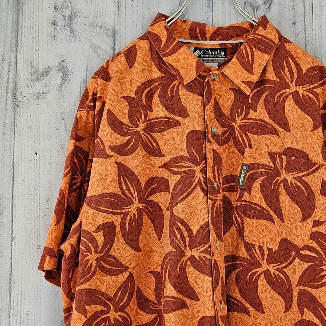 Columbia(コロンビア)のコロンビア アロハシャツ オレンジ 総柄 XL 胸ポケット おしゃれ♪ メンズのトップス(シャツ)の商品写真