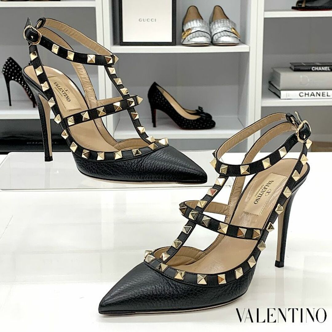 VALENTINO(ヴァレンティノ)の6913 ヴァレンティノ ロックスタッズ レザー パンプス ブラック レディースの靴/シューズ(ハイヒール/パンプス)の商品写真