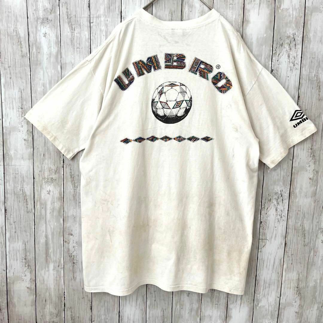 90sヴィンテージUSA製古着UMBROバックプリントTシャツ　サイズXL 夏物