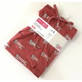 ユニクロ(UNIQLO)の新品 ユニクロ リラコ リサラーソン L レッド コットンリラコ ルームパンツ(ルームウェア)