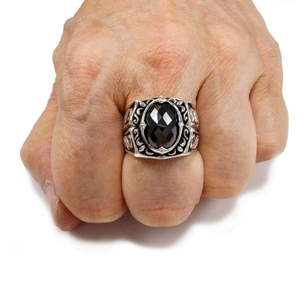 オニキスアラベスク925シルバーリング ND-R003 メンズのアクセサリー(リング(指輪))の商品写真