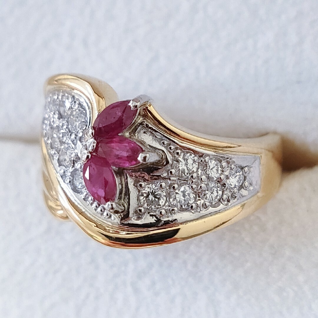ダイヤモンド×ルビー リング K18YG Pt900 0.32ct 0.30ctの通販 by