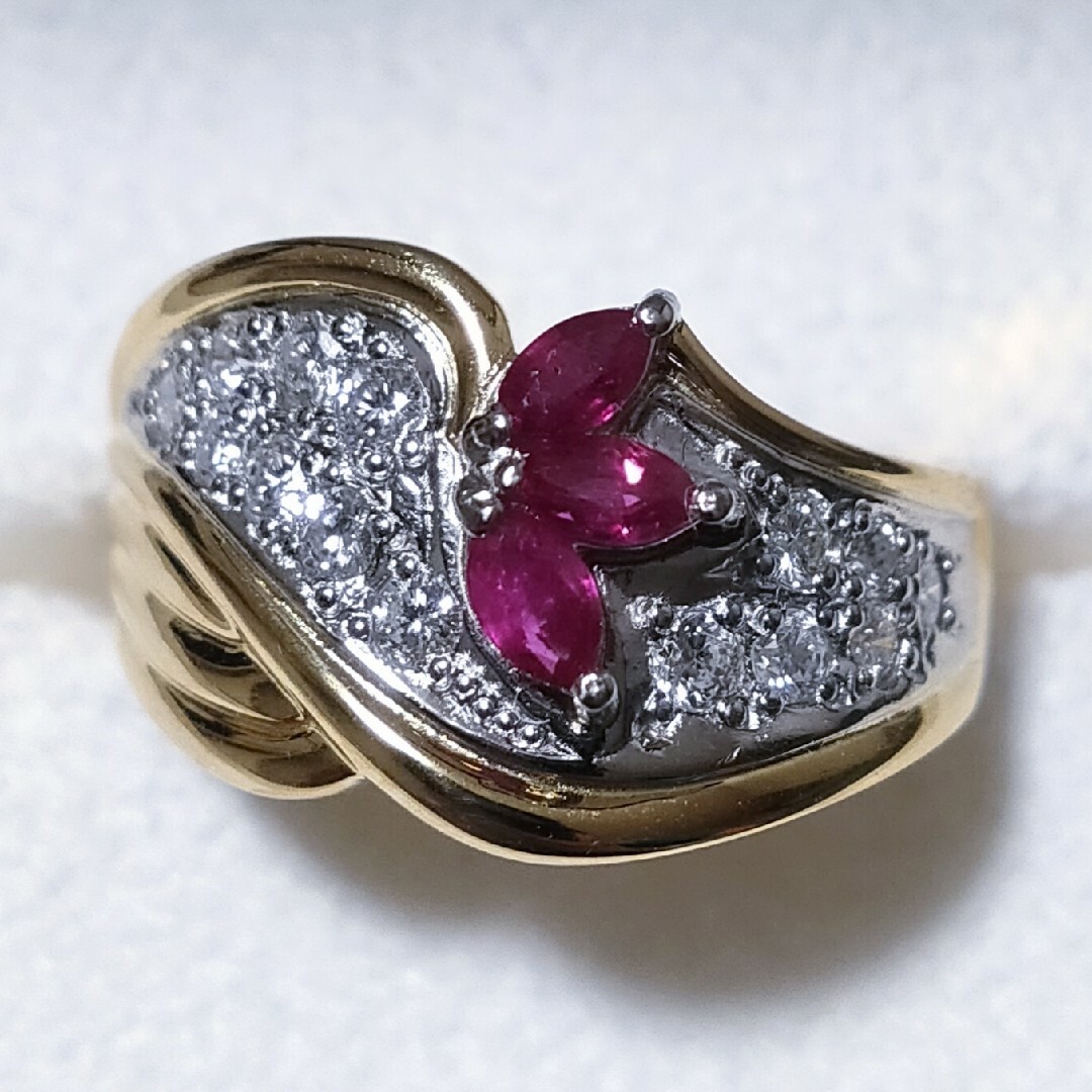 ダイヤモンド×ルビー リング K18YG Pt900 0.32ct 0.30ctの通販 by