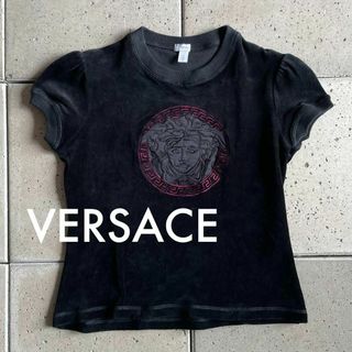 ヴェルサーチ(VERSACE)のVERSACEヴェルサーチ メデューサ ベロア ショート トップス Tシャツ S(Tシャツ(半袖/袖なし))