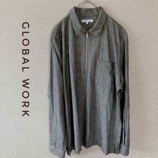 グローバルワーク(GLOBAL WORK)のGLOBAL WORKグローバルワーク ハーフジップアップシャツ M グレー(シャツ)