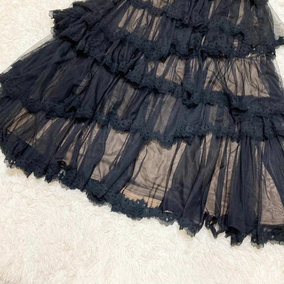 美品 タダシショージ ロングドレス 刺繍 レース ティアード パーティ 4