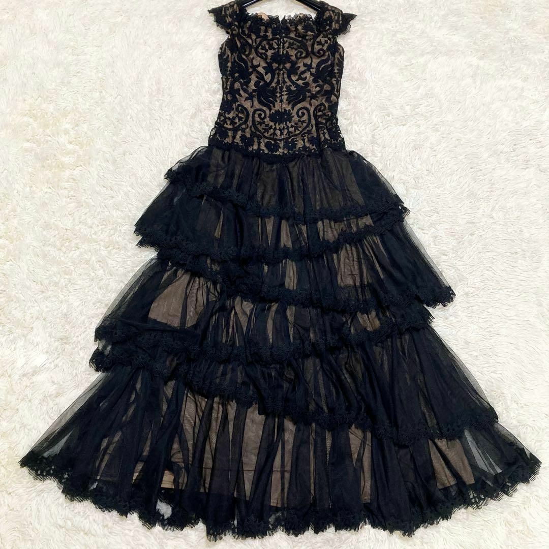 美品 タダシショージ ロングドレス 刺繍 レース ティアード パーティ 4
