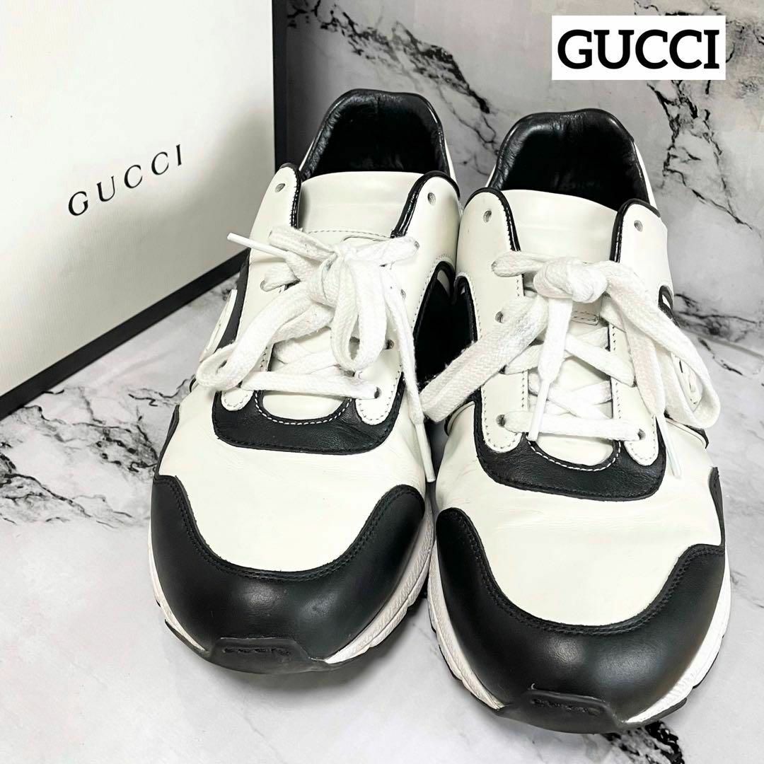 Gucci - 【美品✨箱あり】GUCCI☆レザースニーカー☆24cm☆ホワイト