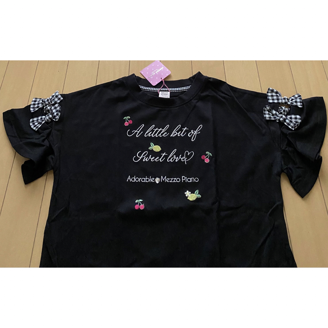 メゾピアノ新品新作タグ付きフルーツロゴフレア袖Tシャツ130