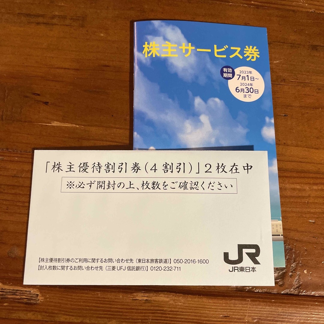 JR東日本『株主優待割引券（4割引）』2枚、サービス券