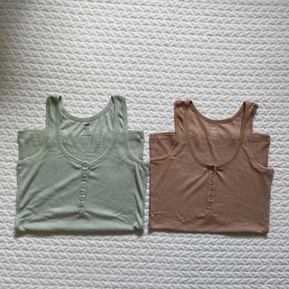 エイチアンドエム(H&M)のH&M ヘンリーネック　リブノースリーブ　XS(カットソー(半袖/袖なし))