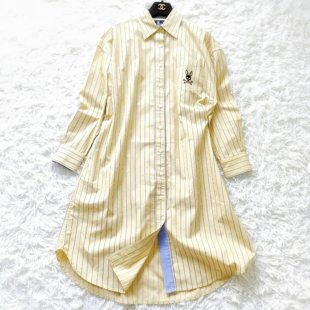【美品】 サイコバニー ストライプ シャツ ワンピース デカロゴ刺繍 2 大きめ | フリマアプリ ラクマ