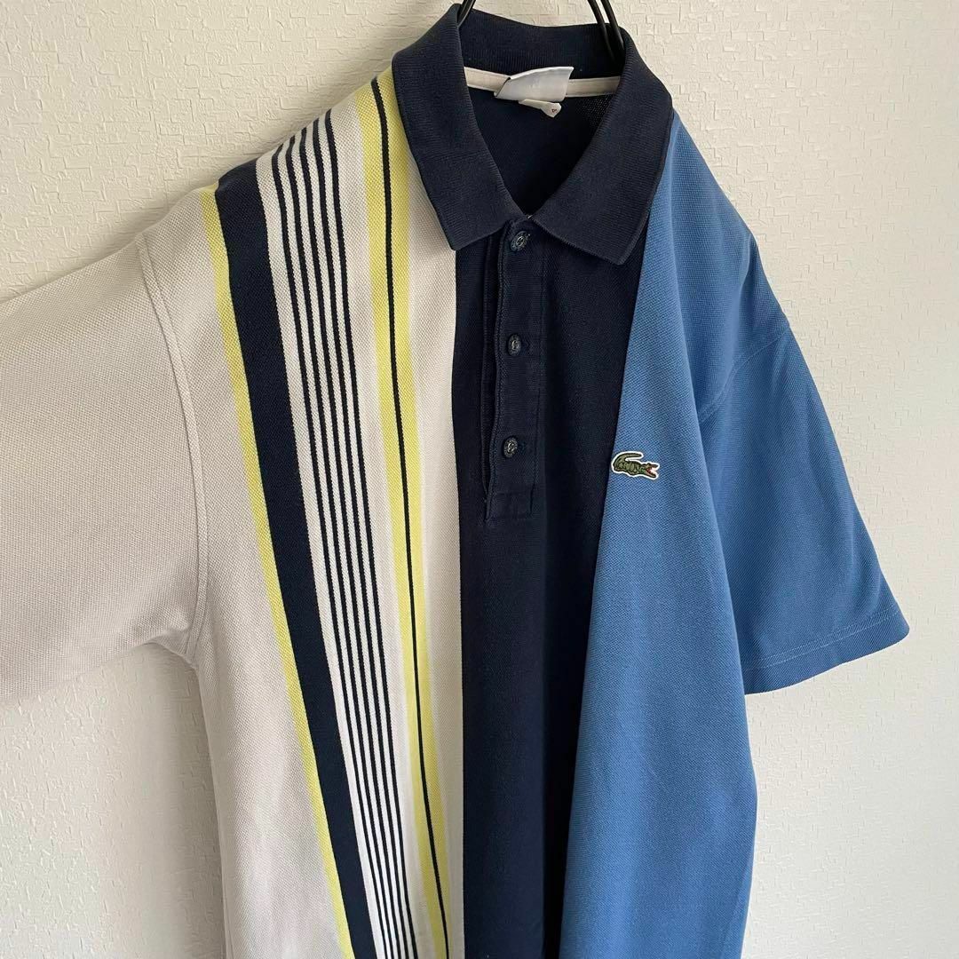 LACOSTE 90's ラコステ/LACOSTE ポロシャツ マルチカラー 青 文字ワニ 古着の通販 by 全品10％オフ【SUMMER  SALE】｜ラコステならラクマ