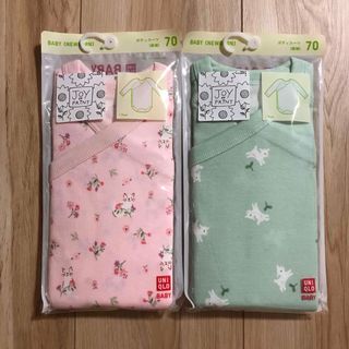 ユニクロ(UNIQLO)のユニクロ　ボディスーツ　長袖　前開き　70  2種類セット(肌着/下着)