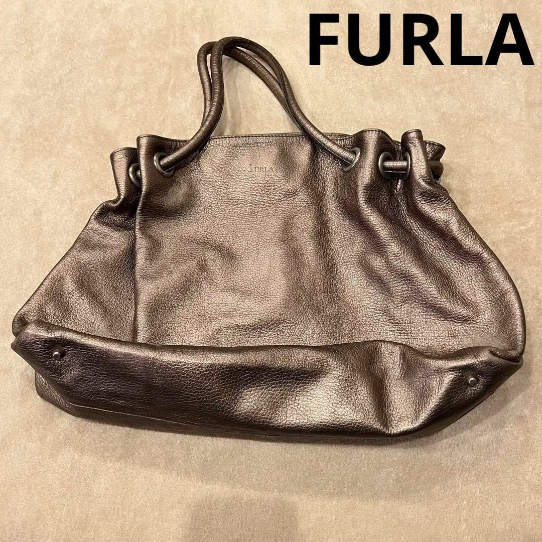 【美品】 FURLA フルラ トートバッグ シャンパンゴールド A4サイズ