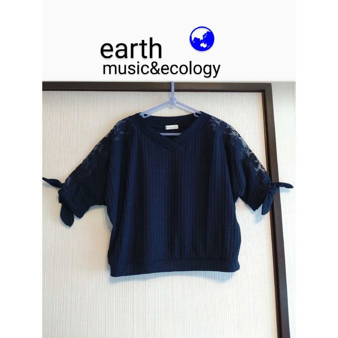 earth music & ecology(アースミュージックアンドエコロジー)の袖 花柄 レース 切り替えトップス■Tシャツ カットソー シアー シースルー レディースのトップス(カットソー(半袖/袖なし))の商品写真