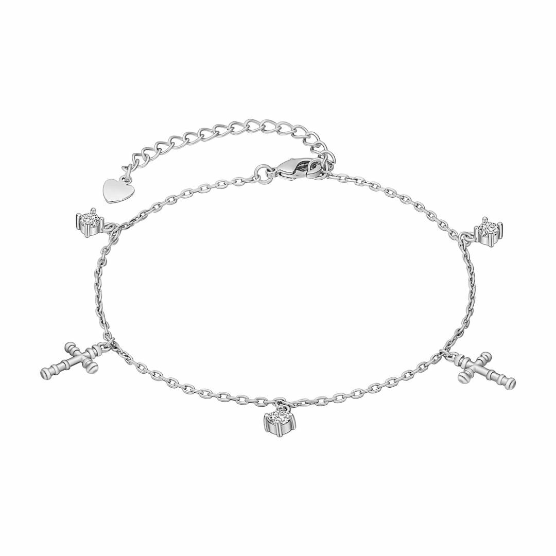 [Jewelry Shop M]パヴェクロスブレスレット シルバー(v4172-