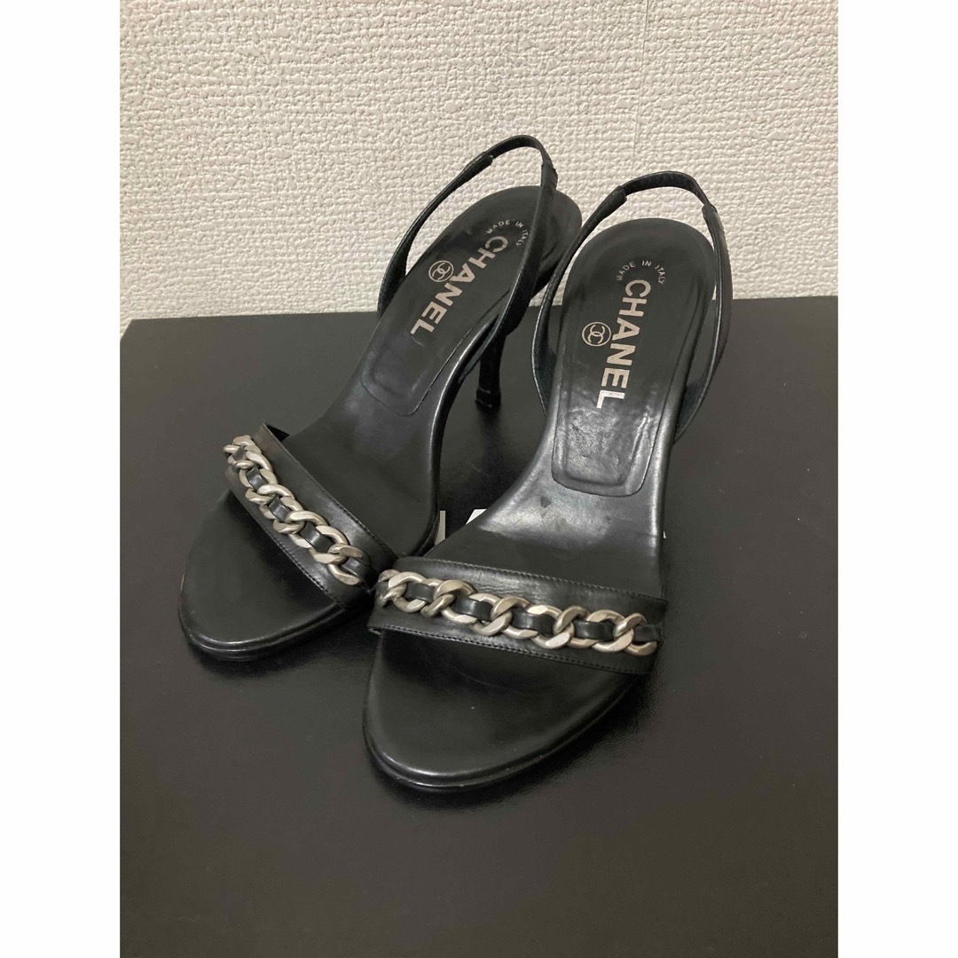 CHANEL - CHANEL チェーン バックストラップ サンダル 341/2 シャネル
