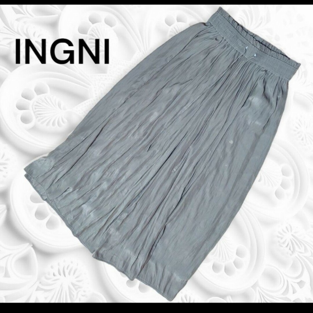 INGNI(イング)のINGNI イング ヴィンテージサテンイージーパンツ スカンツ M 体型カバー レディースのパンツ(バギーパンツ)の商品写真