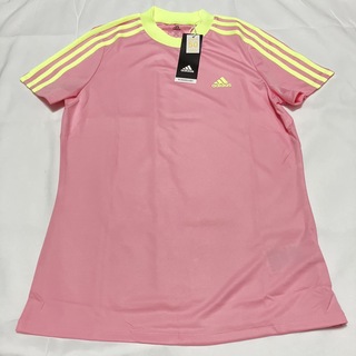 アディダス(adidas)のアディダス　スリーブストライプスモック　ネックシャツ　レディースMサイズ　ピンク(ウエア)