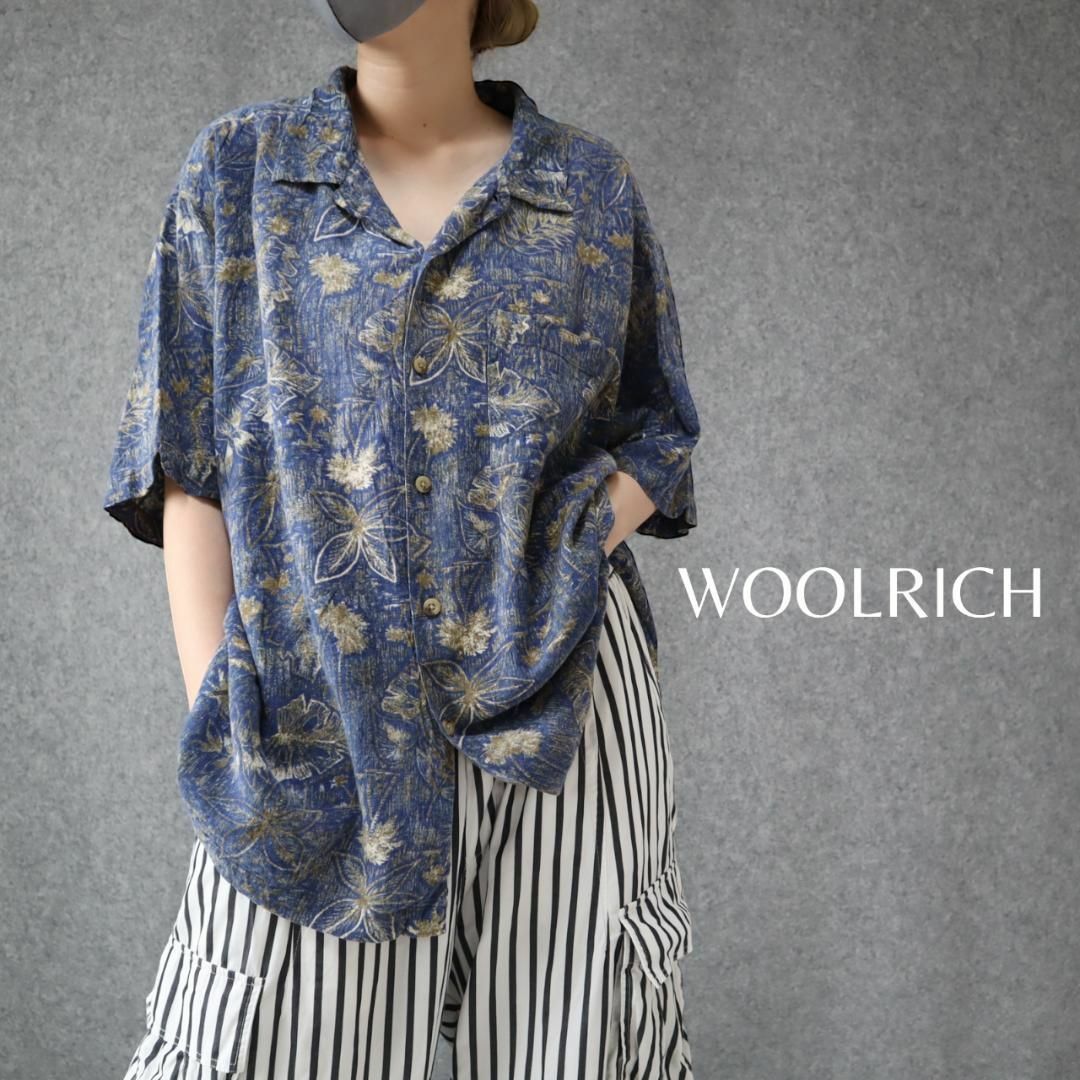 WOOLRICH(ウールリッチ)の【ウールリッチ】レトロ フラワー 総柄 半袖 コットン混 開襟シャツ XXL メンズのトップス(シャツ)の商品写真