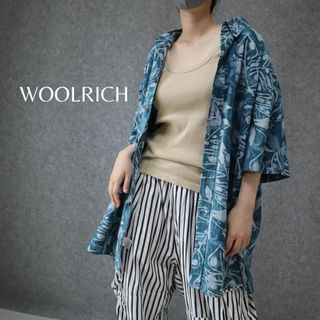 ウールリッチ(WOOLRICH)の【ウールリッチ】ボタニカル柄 総柄 コットン ボタンダウン 半袖シャツ 青 3L(シャツ)