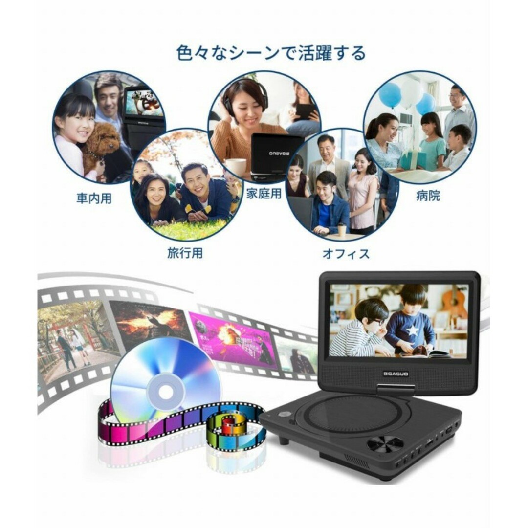 DVD プレーヤー AC コンセント DC シガー 電源 乾電池 対応 スマホ/家電/カメラのテレビ/映像機器(DVDプレーヤー)の商品写真