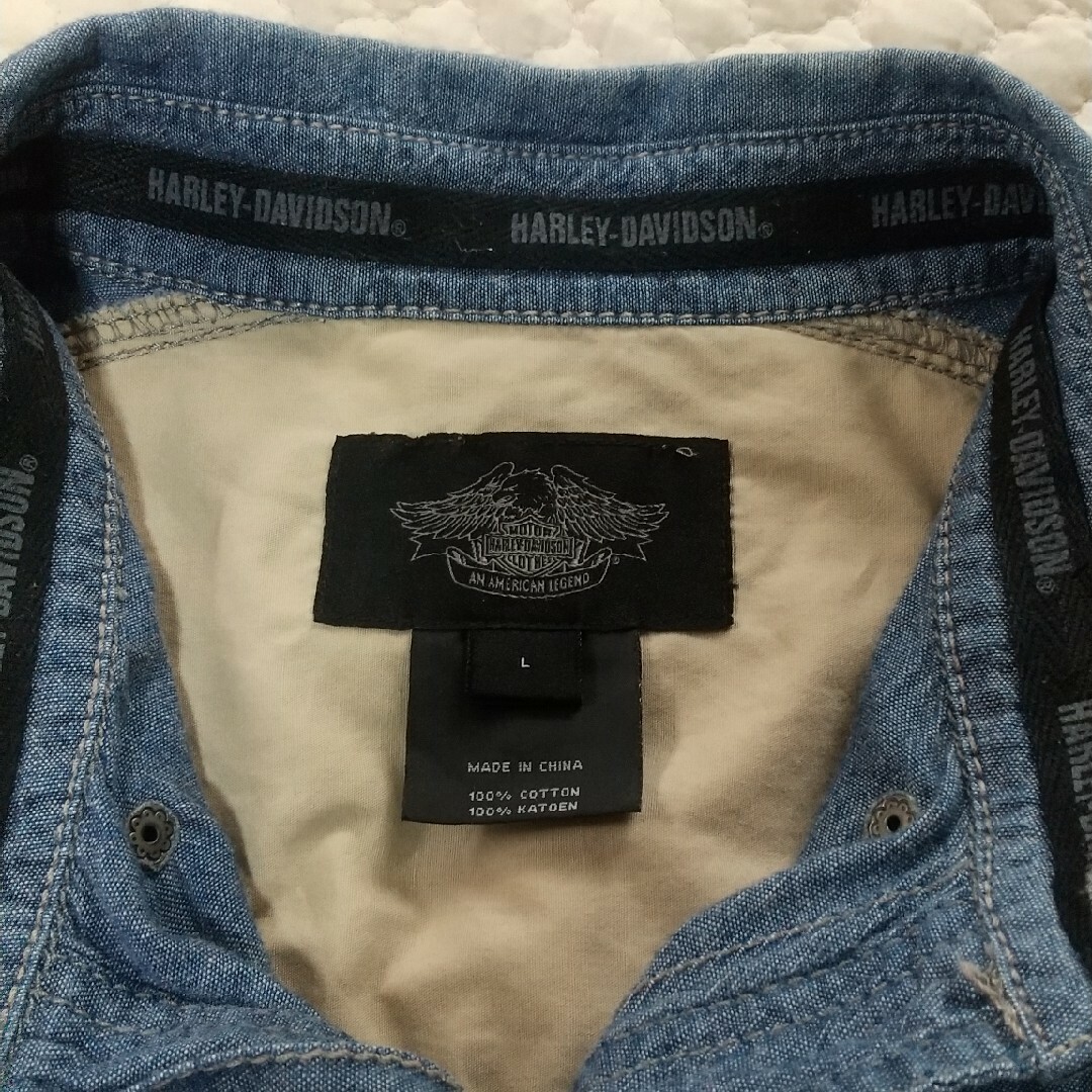 Harley Davidson(ハーレーダビッドソン)のHARLEY-DAVIDSON デニムシャツ(L) メンズのジャケット/アウター(Gジャン/デニムジャケット)の商品写真