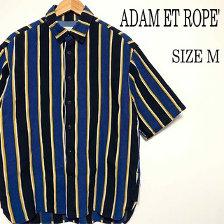 アダムエロぺ(Adam et Rope')のアダムエロぺ 半袖 麻混 ビッグシルエット ストライプシャツ M(シャツ)