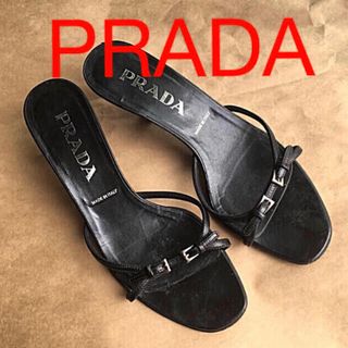 プラダ(PRADA)のPRADA プラダ  黒  本革 レザー  ストラップ ミュール サンダル(サンダル)