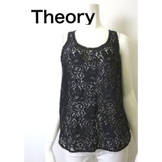 セオリー(theory)の美品　theory カットソー 花柄刺繍(カットソー(半袖/袖なし))