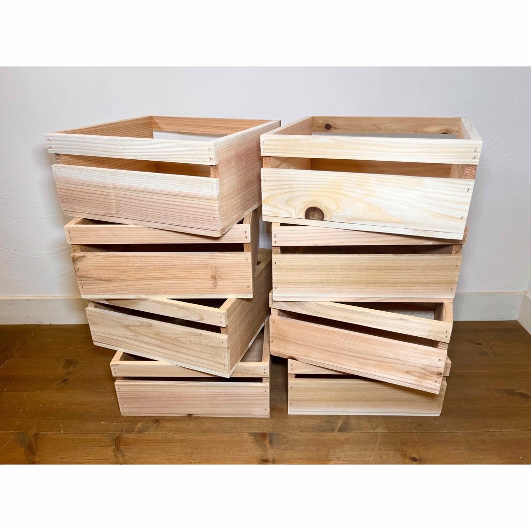 りんご箱 2箱 & 収納小箱 8箱 セット販売 / 木箱 ウッドボックス 整理 2