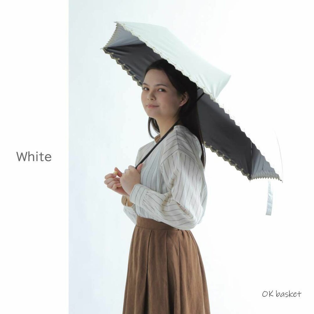 【色: ホワイト】折りたたみ 日傘 折りたたみ傘 完全遮光 超軽量 170g 遮 6