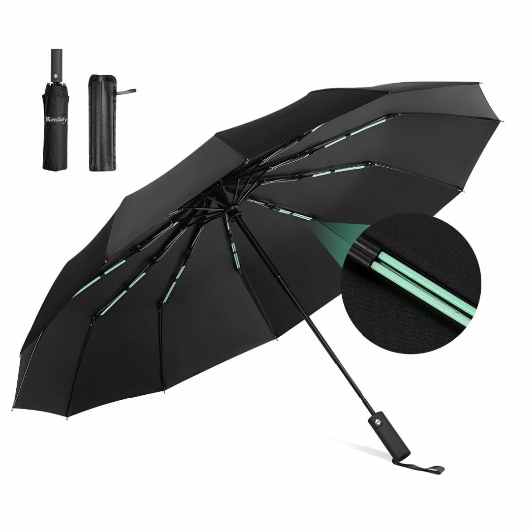 【色: ブラック】折りたたみ傘 12本双骨・耐強風 折り畳み傘 メンズ 大きい
