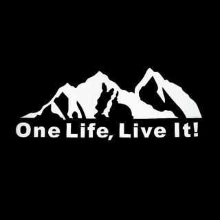 アウトドア　OneLife，Livelt　登山　キャンプ　ステッカー1枚(銀白)(ステッカー)