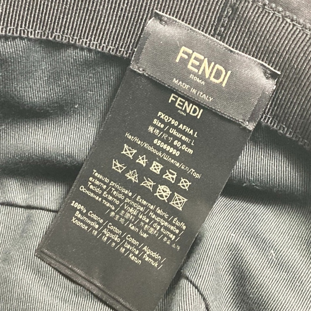 FENDI(フェンディ)のフェンディ FENDI ロゴ フィッシャーマンハット FXQ790 ハット帽 帽子 バケットハット ボブハット ハット コットン ブラック 美品 メンズの帽子(ハット)の商品写真