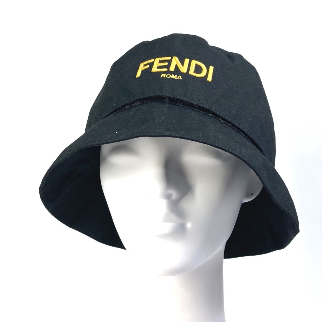 FENDI(フェンディ)のフェンディ FENDI ロゴ フィッシャーマンハット FXQ790 ハット帽 帽子 バケットハット ボブハット ハット コットン ブラック 美品 メンズの帽子(ハット)の商品写真