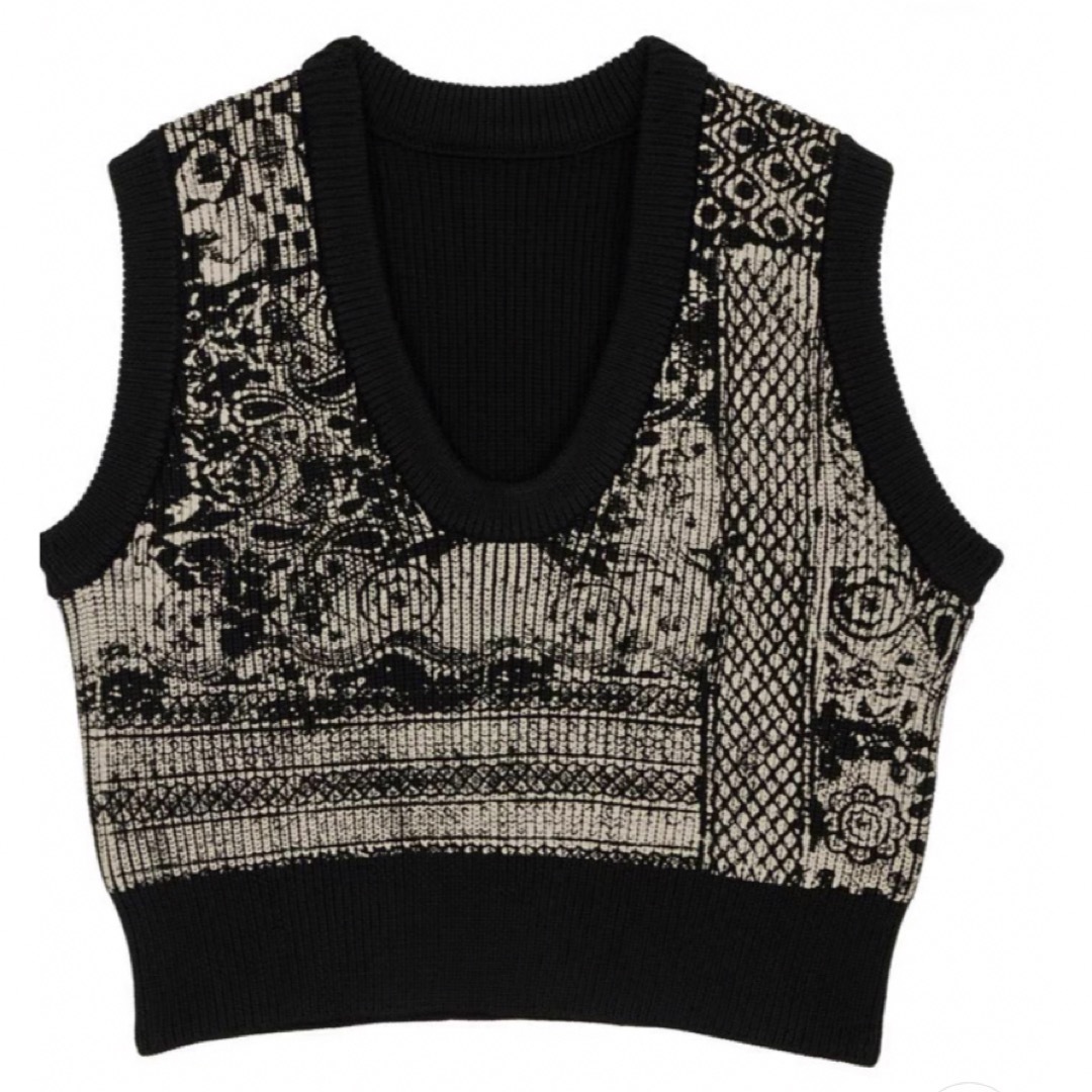 Ameri 2WAY LACE PAINTING KNIT TOP