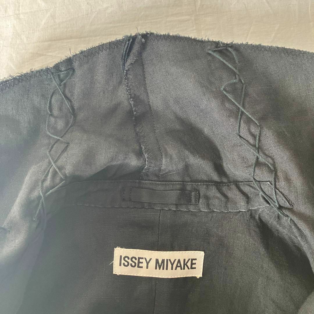 ISSEY MIYAKE　アーカイブ リネンステッチデザインジャケット 黒2レディース