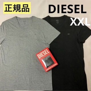 ディーゼル(DIESEL)の洗練されたデザイン　DIESEL　Vネック　ブラック/グレー　2枚セット　XXL(Tシャツ/カットソー(半袖/袖なし))
