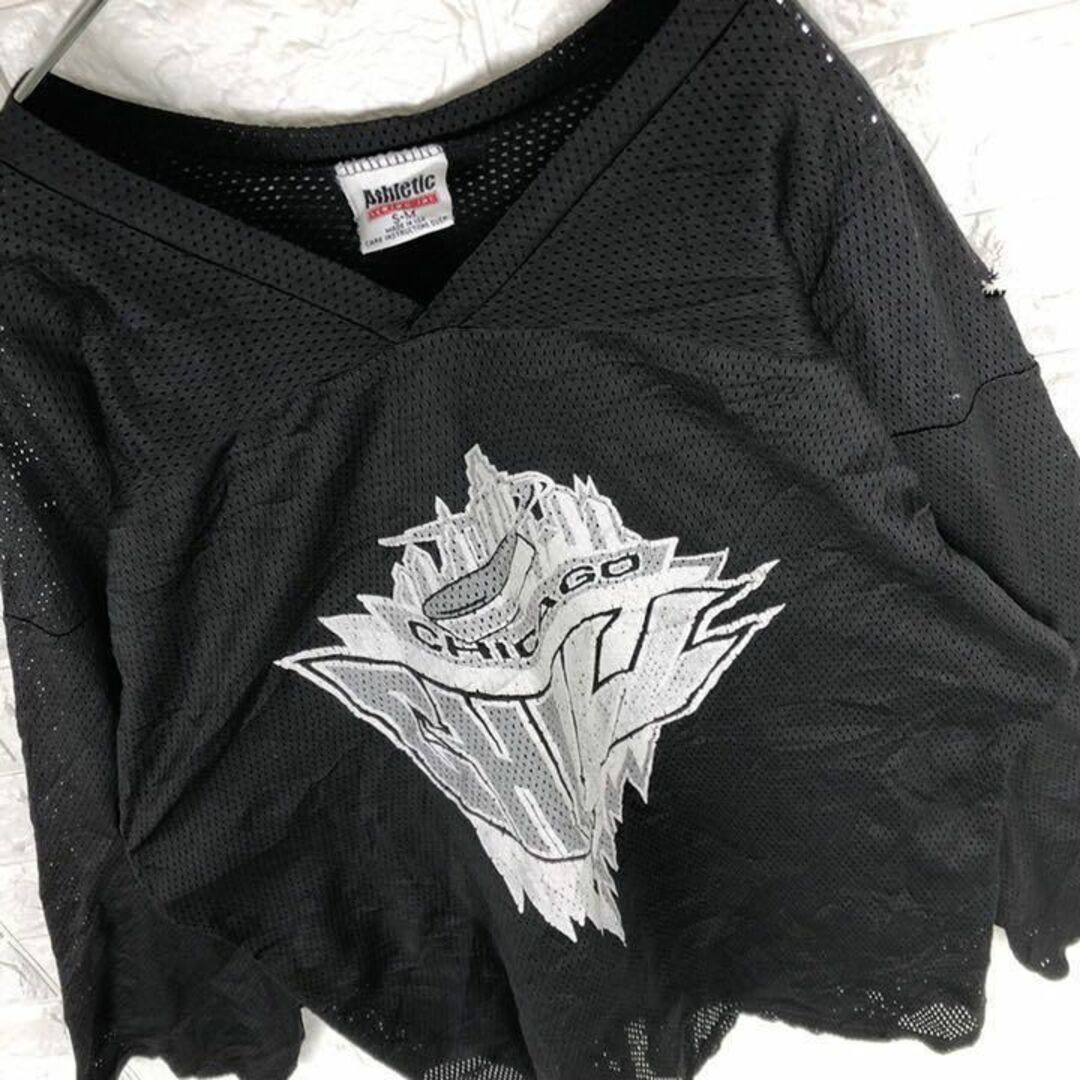 NHL USA製 シカゴチル ゲームシャツ デカロゴ アイスホッケー ゆるだぼ メンズのトップス(Tシャツ/カットソー(七分/長袖))の商品写真