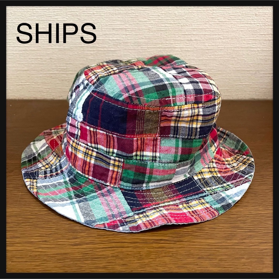 SHIPS(シップス)のSHIPS 子供用　帽子　リバーシブル　サイズ50cm チェック柄　ネイビー キッズ/ベビー/マタニティのこども用ファッション小物(帽子)の商品写真