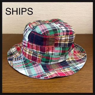 シップス(SHIPS)のSHIPS 子供用　帽子　リバーシブル　サイズ50cm チェック柄　ネイビー(帽子)