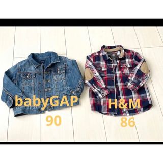 ベビーギャップ(babyGAP)のデニムジャケット　Gジャン チェックシャツ　セット(ジャケット/上着)