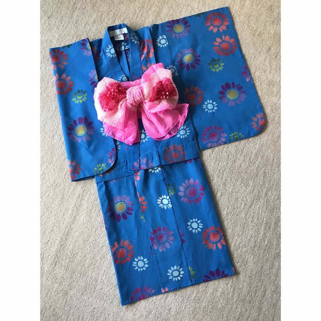 子供用ゆかた＋帯　4〜6歳用 キッズ/ベビー/マタニティのキッズ服女の子用(90cm~)(甚平/浴衣)の商品写真