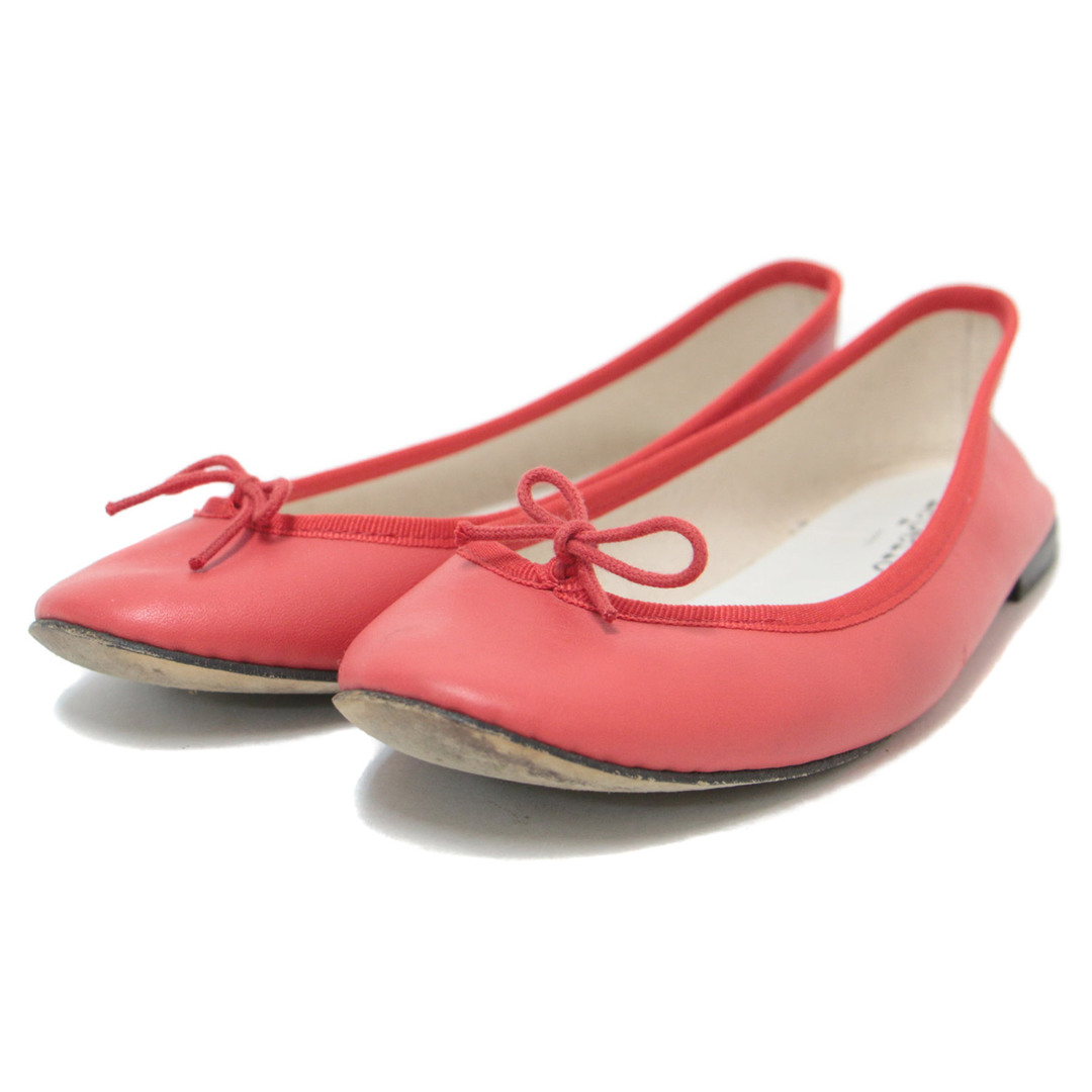 Repetto レペット シューズ 靴 パンプス フラット レッド 赤 38 24.0cm バレエシューズ ぺたんこ ラウンドトゥ リボン Cendrillon サンドリオン レザー ベーシック 無地 大人 きれいめ 通勤 普段使い ブランド シンプル フランス製【レディース】