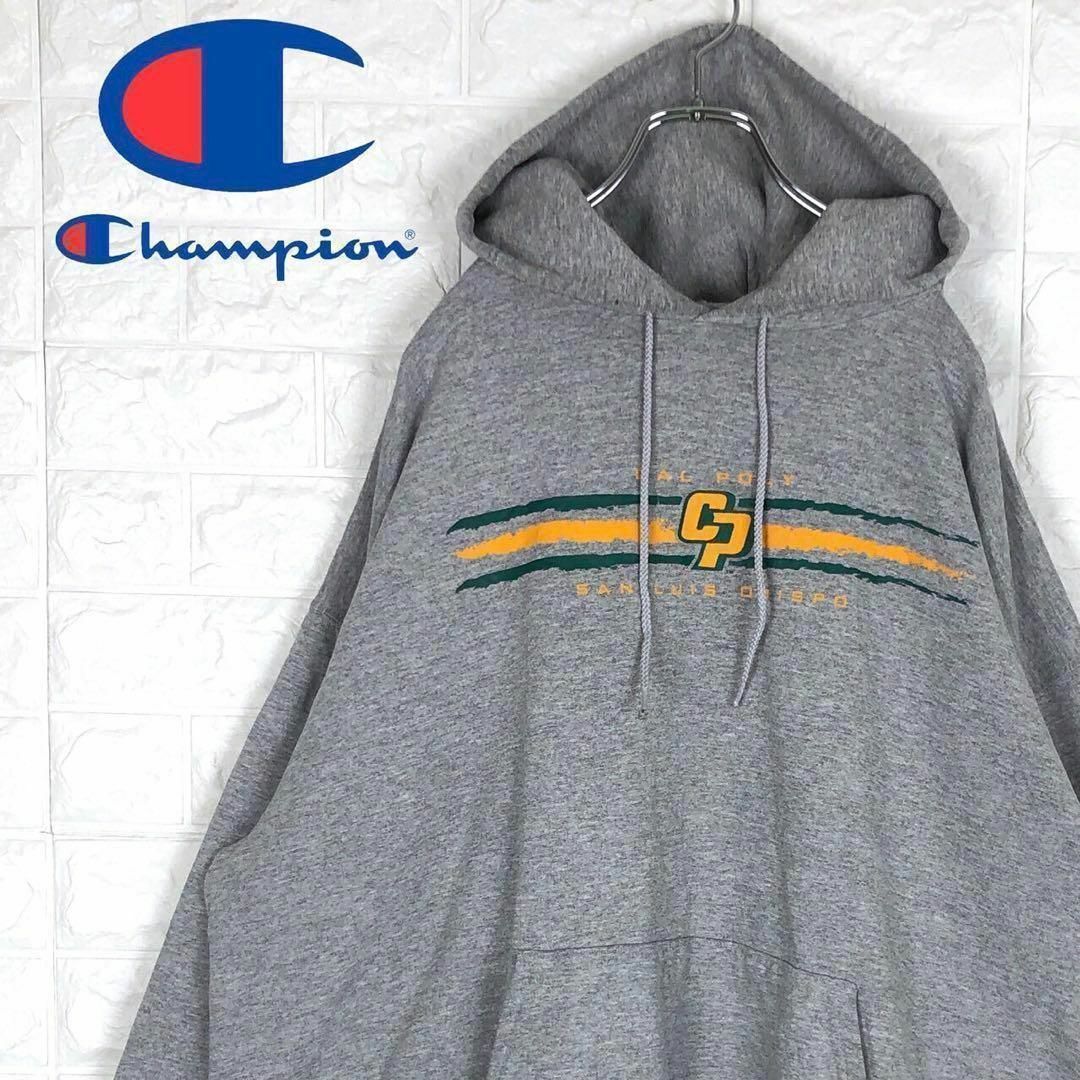 Champion(チャンピオン)のチャンピオン ビッグサイズ カレッジパーカー プルオーバー 刺繍ロゴ グレー メンズのトップス(パーカー)の商品写真