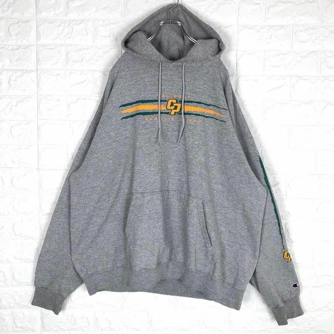 Champion(チャンピオン)のチャンピオン ビッグサイズ カレッジパーカー プルオーバー 刺繍ロゴ グレー メンズのトップス(パーカー)の商品写真